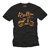 MAKAYA T-Shirt Vintage Moto Motociclisti Biker - Rollin 60`s - Vespa Primavera Nero XL